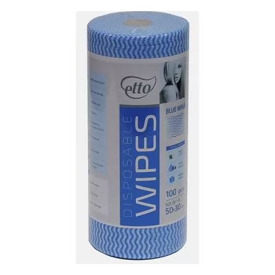 Фотографии Салфетки одноразовые ETTO Disposable Napkins Spunlace голубая волна, 30х50см 100 шт.