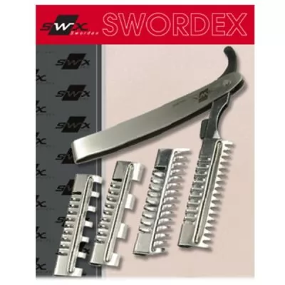 Характеристики товара Бритва для стрижки филировочная SWORDEX Razor Metall + 4 насадки