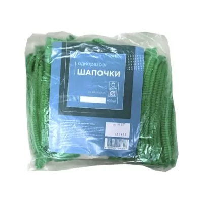 Фотографії Шапочка одноразова ETTO Disposable Head Caps Spunbond 100 шт. зелений
