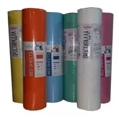 Фото Простыни одноразовые ETTO Disposable Bedsheets СМС-материал 0,8м х 500п.м. голубые - 1