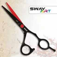 Фото Ножиці для стрижки прямі SWAY ART Black/Red 5.5 дюймів - 2