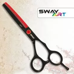 Фото Ножиці для стрижки філірувальні SWAY ART Black/Red 36 5.5 дюймів - 1