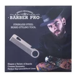 Фото Гребінець бороди і вусів BARBER TOOLS BarberPro Beard Style Steel з відкривачкою пляшок і гайковим ключем - 2
