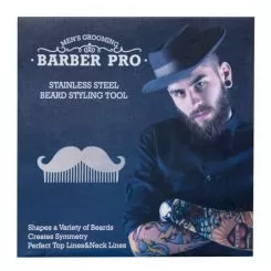 Фото Гребінець бороди і вусів BARBER TOOLS BarberPro Beard Style Steel Mustache - 2