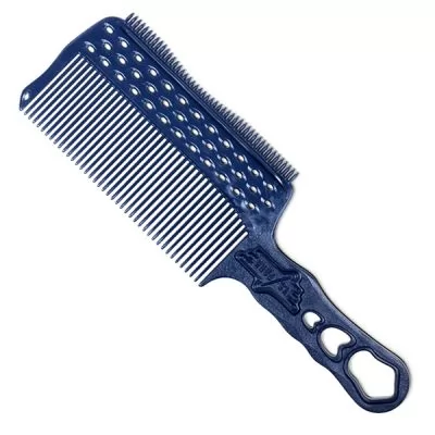 Гребінець для стрижки Y.S. Park Comb Barbering з ручкою двостороння тонка з рейкою 240 мм, Синій на www.solingercity.com