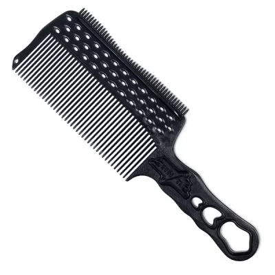 Фотографии Расческа для стрижки Y.S. Park Comb Barbering с ручкой двусторонняя тонкая с рельсой 240 мм, Карбон