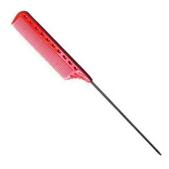 Фото Гребінець для волосся Y.S. Park Comb GP з металевим хвостиком 250 мм, Червоний - 1