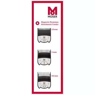 Фотографії Набір насадок MOSER Comb Set Chrome 2 Style Blending edition 3 Piece (1,5; 3; 4,5 мм)