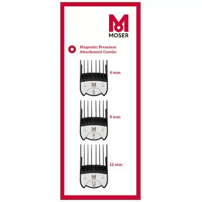 Сервісне обслуговування Набір насадок MOSER Comb Set Chrome 2 Style Blending edition 3 шт. (6; 9; 12 мм)