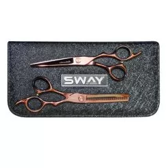Фото SWAY набор ножниц прямые и филоровочные в чехле ART Chocolate. Длина 5.50" - 1