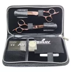 Фото SWAY набор ножниц прямые и филоровочные в чехле ART Chocolate. Длина 5.50" - 2