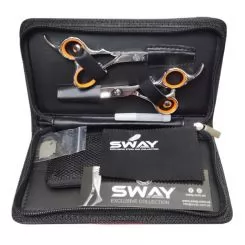 Фото SWAY набор ножниц прямые и филоровочные в чехле JOB 502. Длина 5.50" - 2