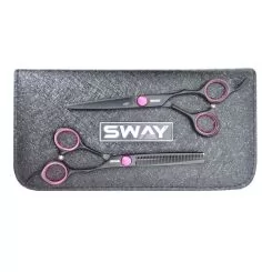 Фото SWAY набір ножиць прямі та філірувальні у чохлі ART 305 pink. Довжина 6.00" - 1
