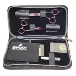 Фото SWAY набір ножиць прямі та філірувальні у чохлі ART 305 pink. Довжина 6.00" - 2